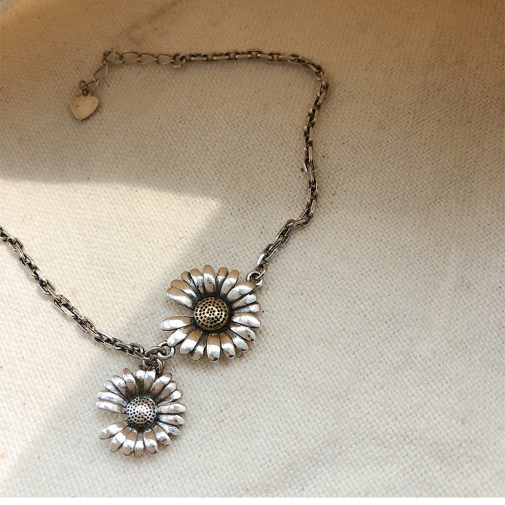 *925 Sterling Silver Vintage Sunflower Bracelet - Picture 6 of 10